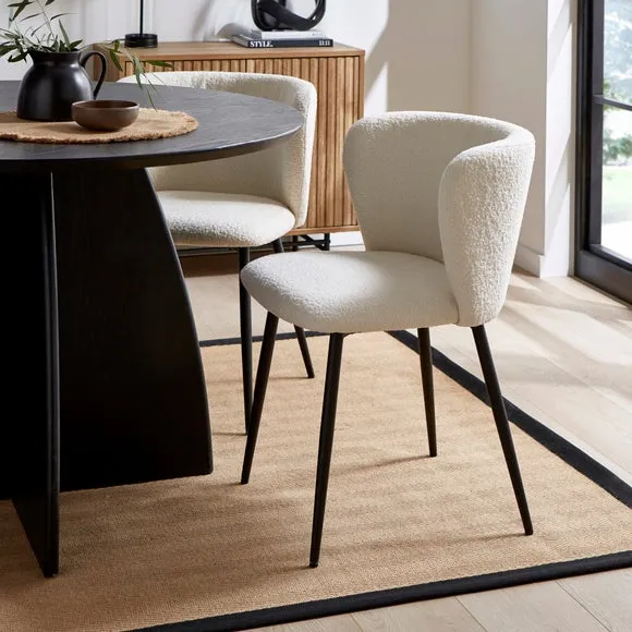 Effy 4 Seater Round Dining Table with 4 Mandy Ivory Boucle Dining Chairs 2