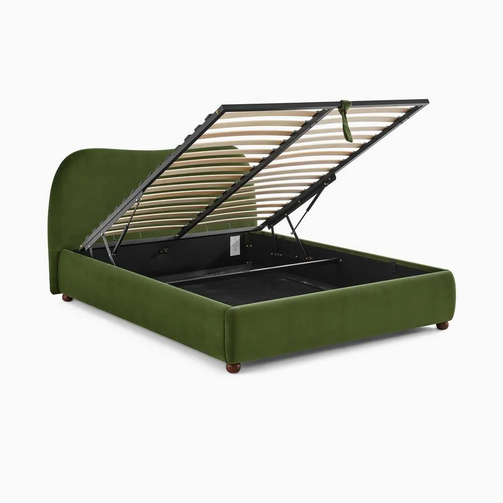FurnitureboxUK Mabel Green Velvet Ottoman Double Bed Frame 6
