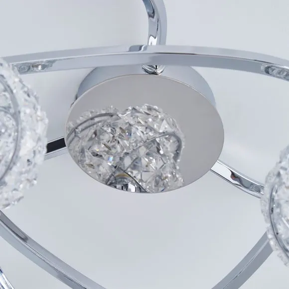 Cecilie 3 Light Crystal Semi Flush Ceiling Light 5