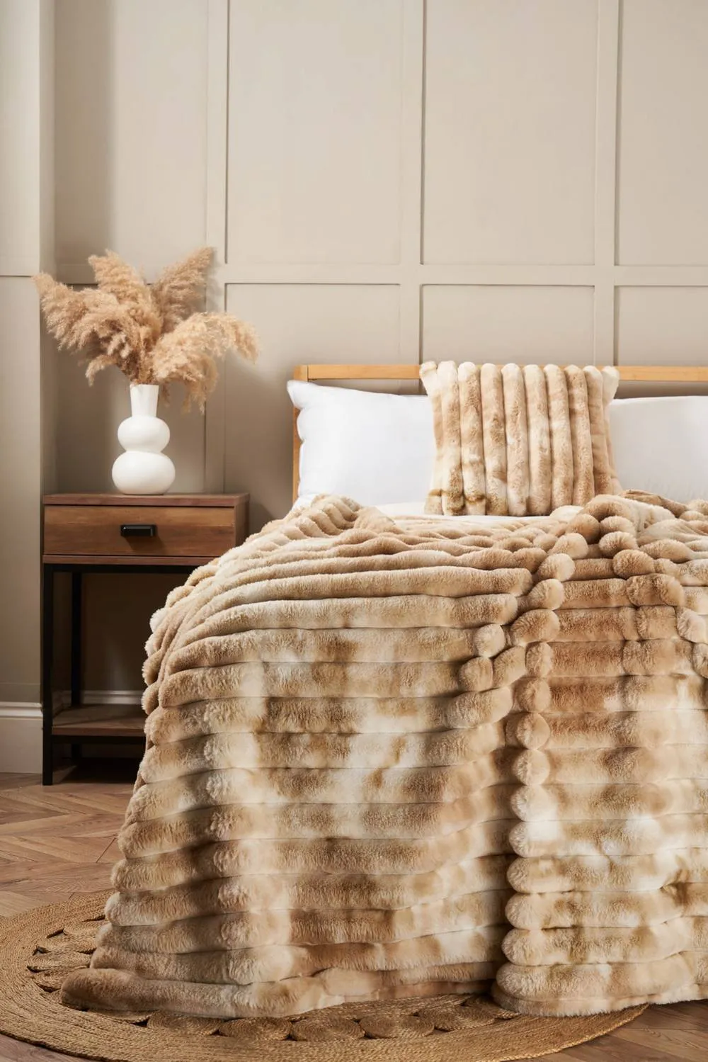 BHS Marled Rib Throw in Natural