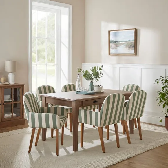 Agnes Carver Dining Chair, Olive Green Striped Fabric 2