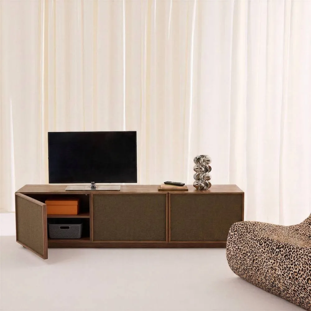sweeek TV stand 3 doors 180cm wood decor & fabric in Dark Brown 4