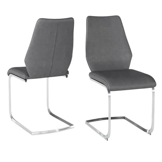 Agata Grey Faux Leather Dining Chairs In Pair