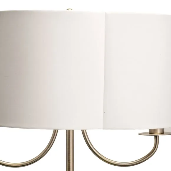 Pacific Lifestyle Seraphine Matt Antique Brass Faux Silk Scallop Shaded Floor Lamp 6
