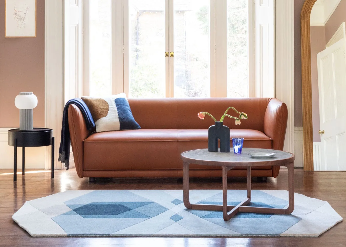 Heal's Valley 2 Seater Sofa Siena Cotton Pistachio Walnut Stained Feet 2