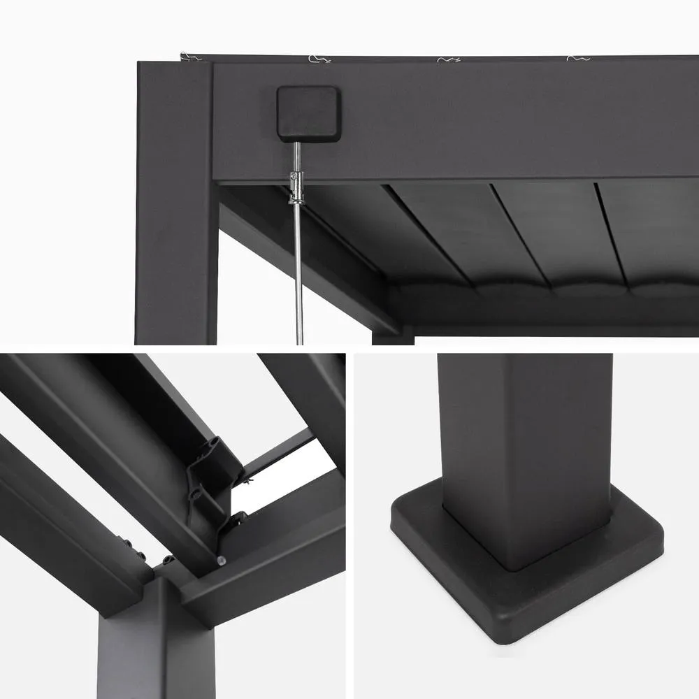 sweeek Louvered pergola aluminium 4 x 3m & 3 130cm louver panels in Dark Grey 2