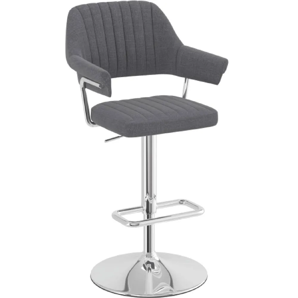netfurniture Vibe Charcoal Adjustable Fabric Bar Stool with Arms in Grey 2