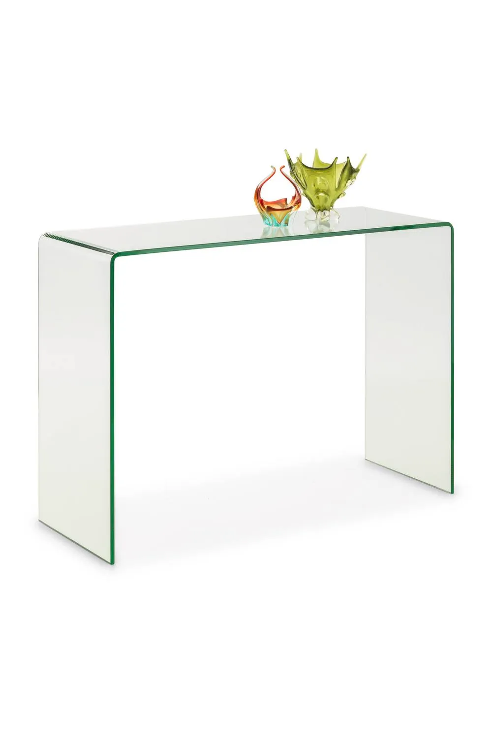 Julian Bowen Amalfi Rectangular Bent Glass Console Table in Clear 3