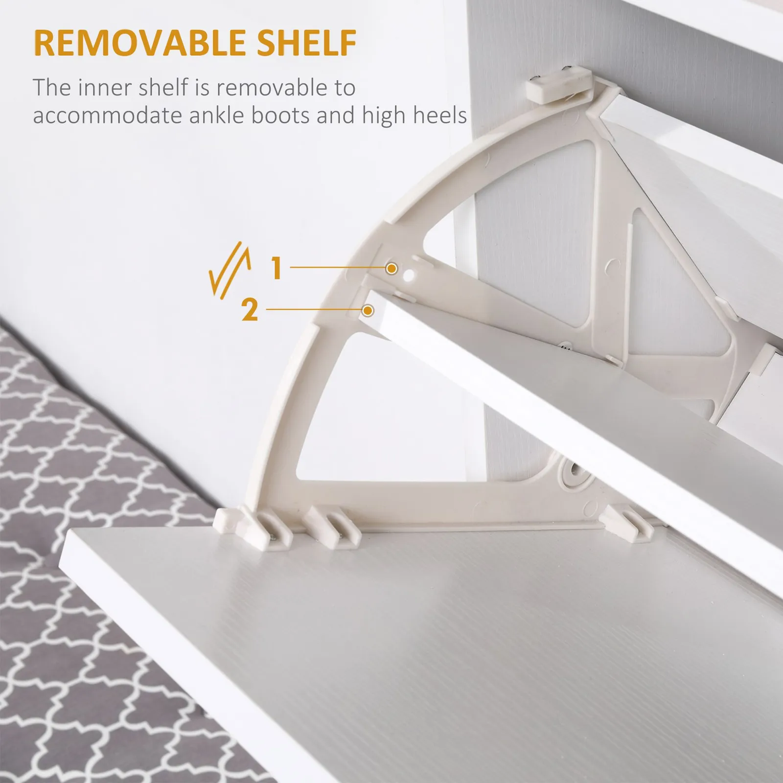 HOMCOM Shoe Storage Cabinet Footwear Rack Organiser with 3 Flip up Drawers in White 6