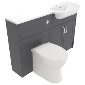 Deccado Padworth Charcoal Grey Right Hand 1200mm Slimline Fitted Vanity & Toilet Pan Unit Combination with Right Hand Basin 2
