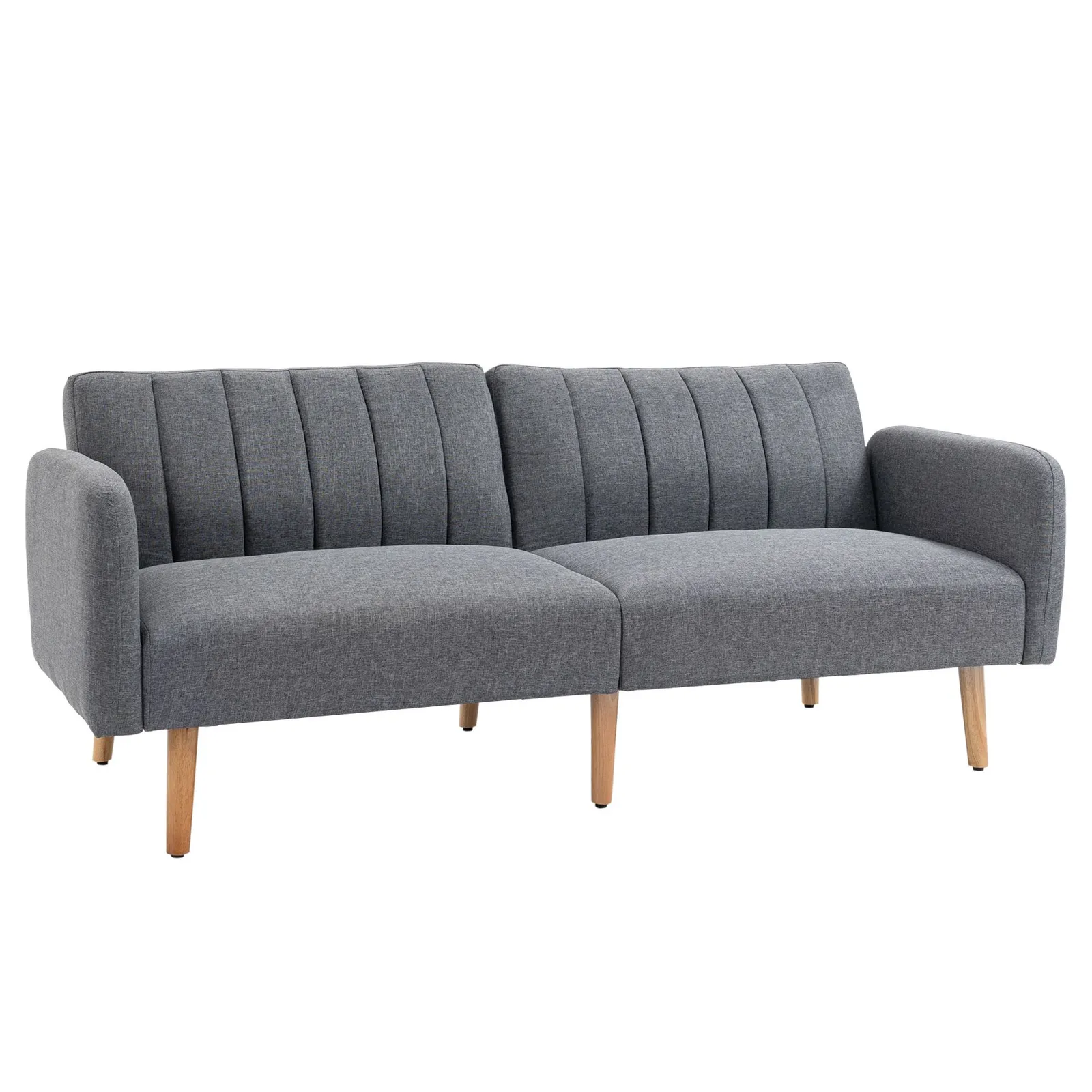 HOMCOM 3 Seater Linen Sofa Bed with Adjustable Backrest for Living Room in Grey 2