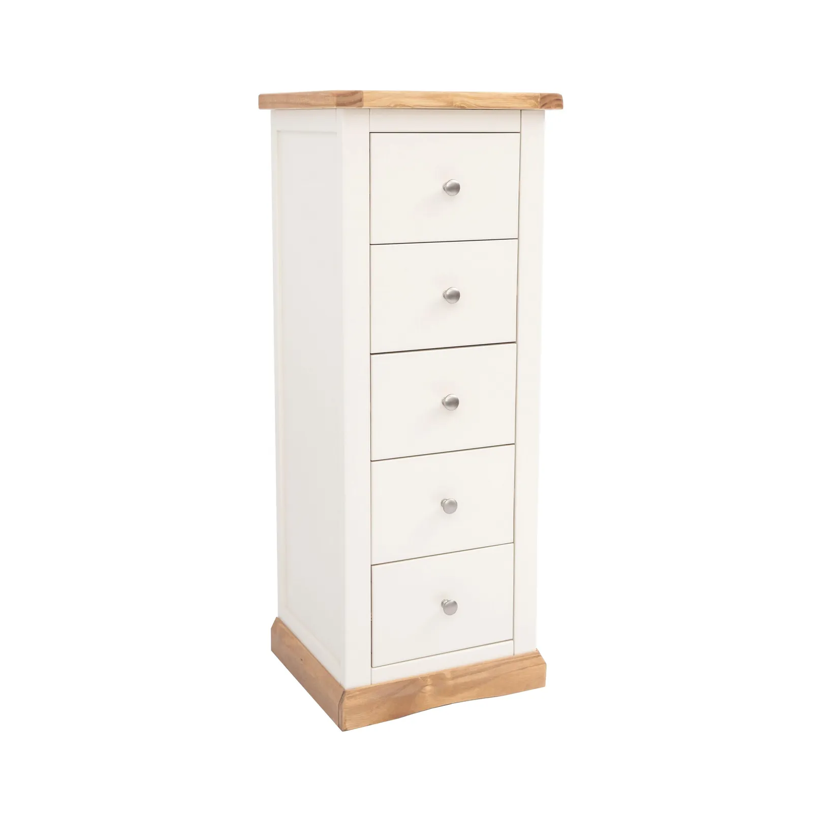 Cabinet Bits Trevi 5 Drawer Narrow Chest of Drawers Chrome Knob in Off-White 2