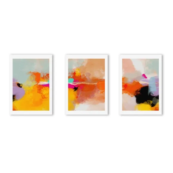 Set of 3 East End Prints Yellow Blush Gallery Wall Framed Prints 2