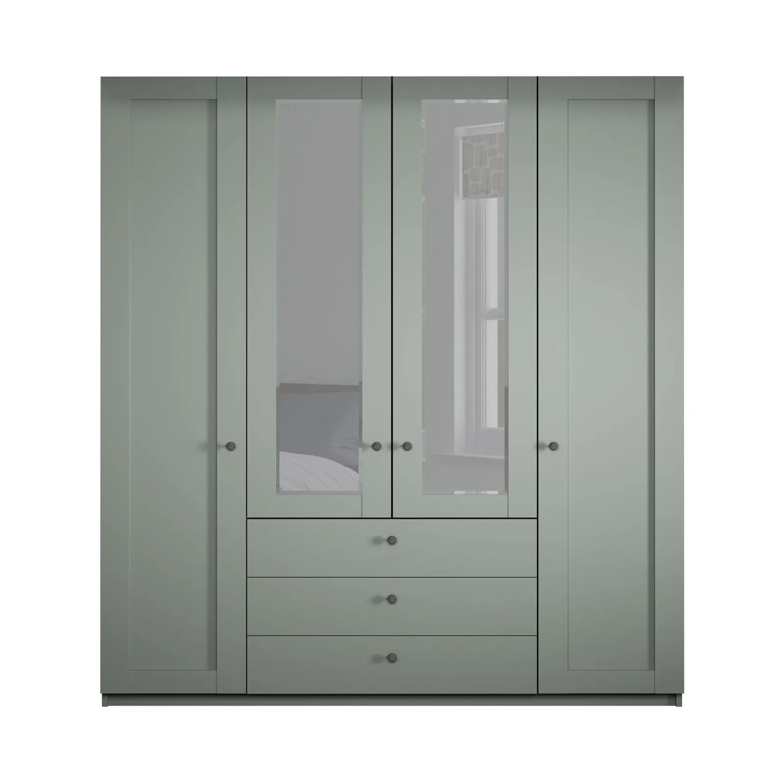 Varese 4 Door 3 Drawer Hinged Wardrobe 200Cm, Green | Barker & Stonehouse 3