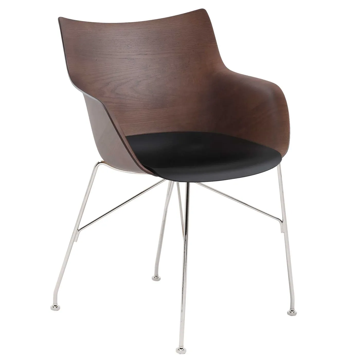Kartell Smartwood Dining Chair with Arms - Brown - Wood - Plain - W55 x D57 x H84cm - Barker & Stonehouse