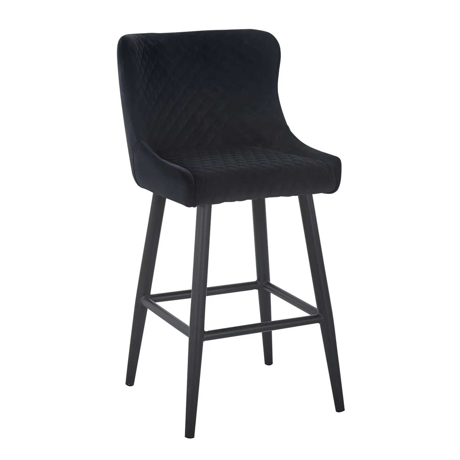 Montreal Black Velvet Bar Stool Black