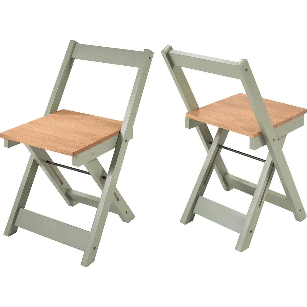 Seconique Santos Folding Chair (Box of 2) Green/Distressed Waxed Pine in Green 2