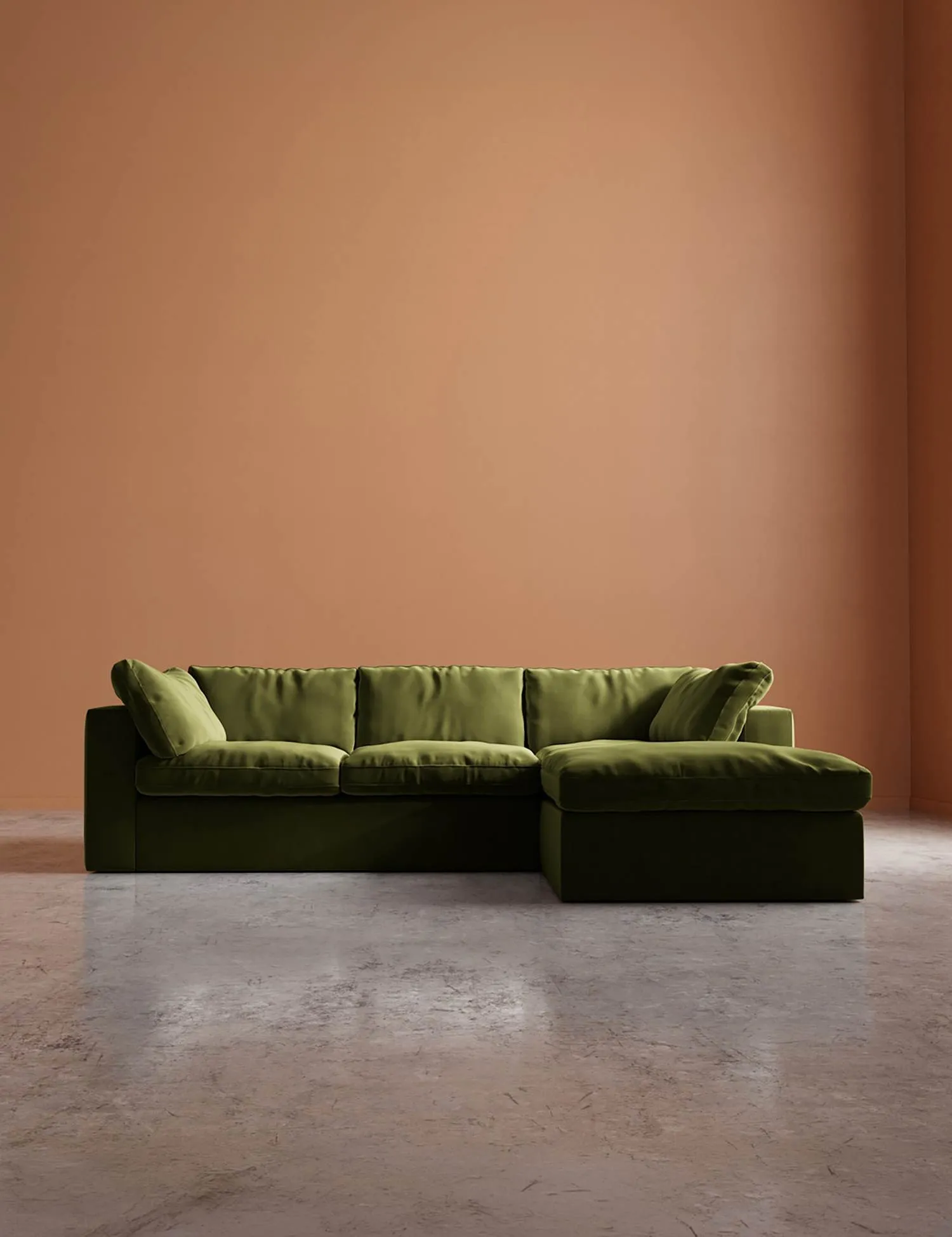 Swoon Easy Velvet Right Corner Sofa Green