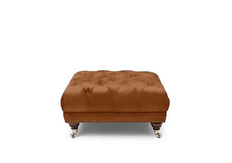 Shackleton Leather Square Footstool with Castors