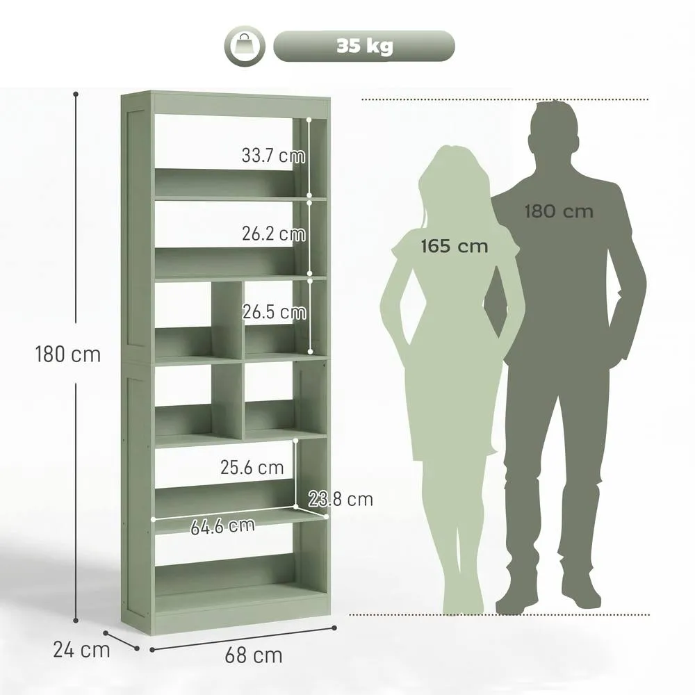HOMCOM Bookcase, 6-Tier Bookshelf with Anti-Tipping Design, Green 3