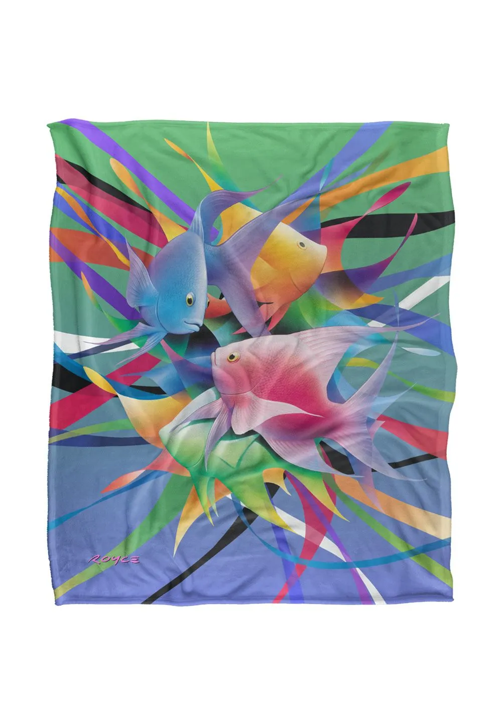 JQ Licensing Royce Mcclure Angel Fish Kiss Silky Touch Super Soft Throw Blanket 152 X 127 cm in White