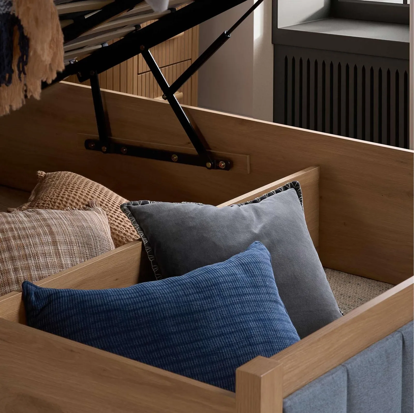 Birlea Belmont Grey & Oak Wooden Ottoman Bed Frame 5