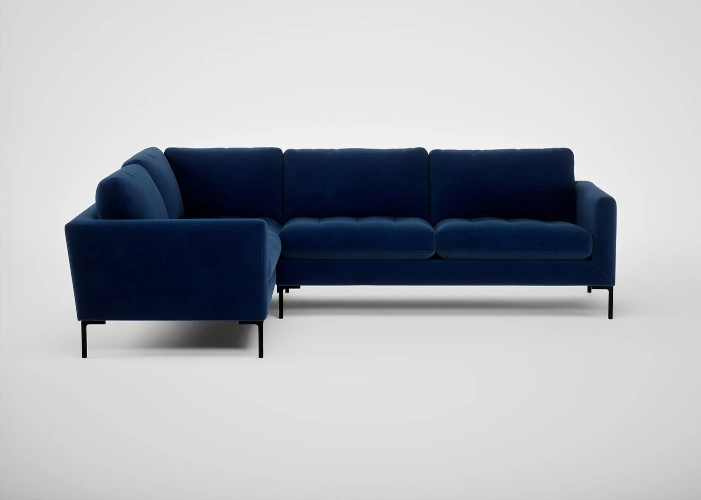 Heal's Eton Left Hand Facing Corner Sofa Smart Velvet Dusk Black Feet 1