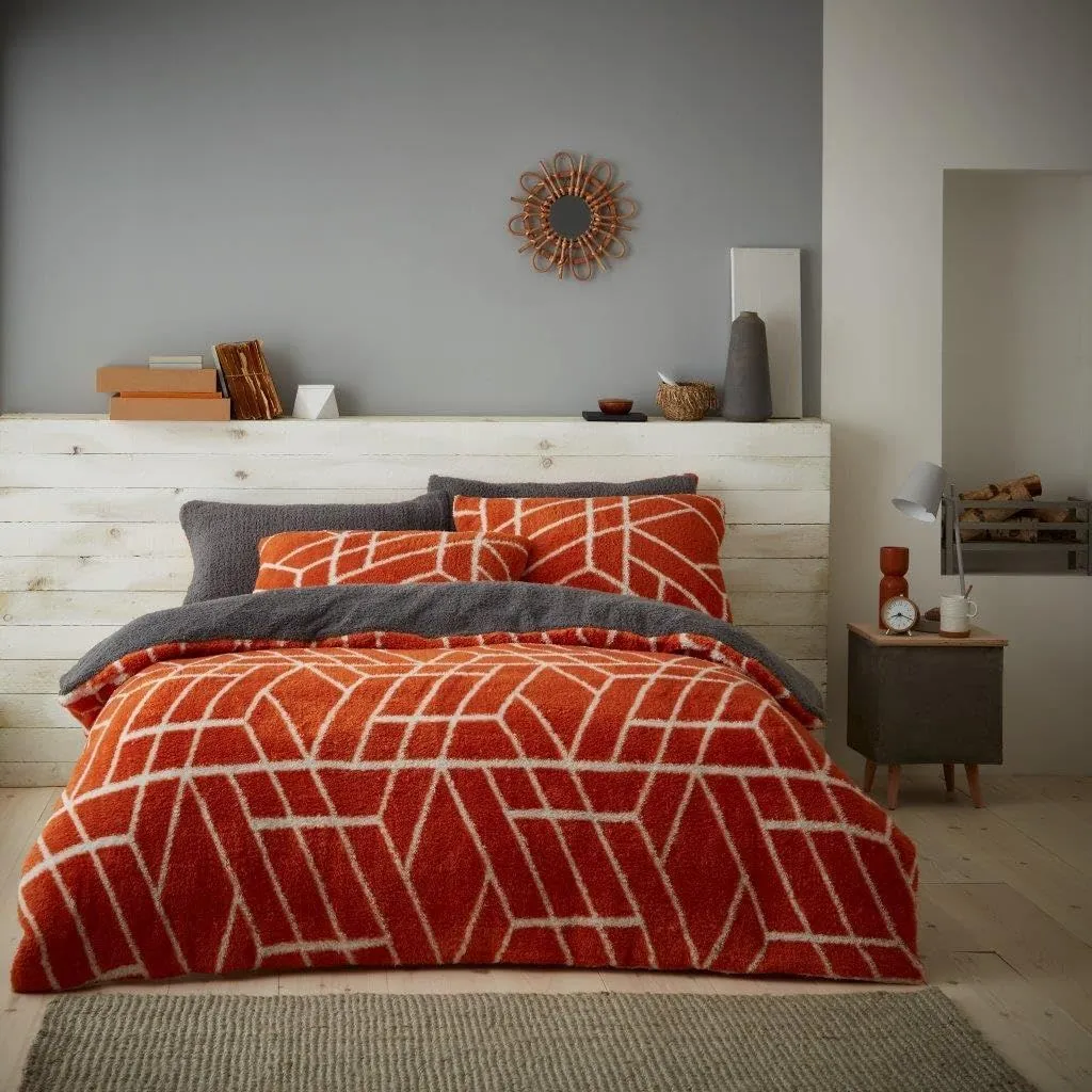 GAVENO CAVAILIA Ely Geo Printed Duvet Cover in Burnt Orange 1