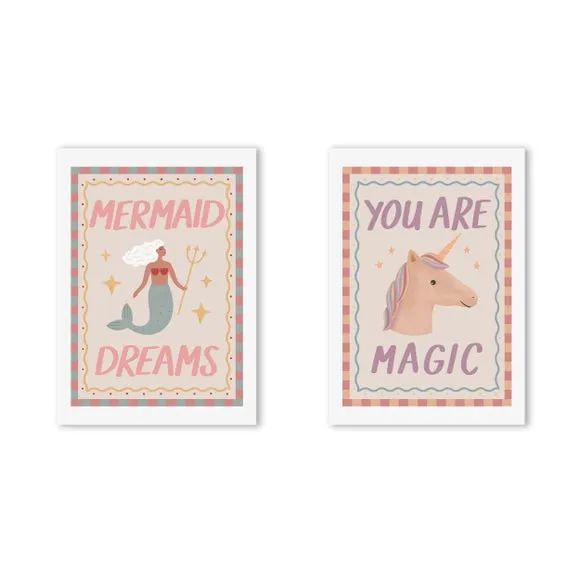 East End Prints Set of 2 Mermaid and Unicorn Prints 2