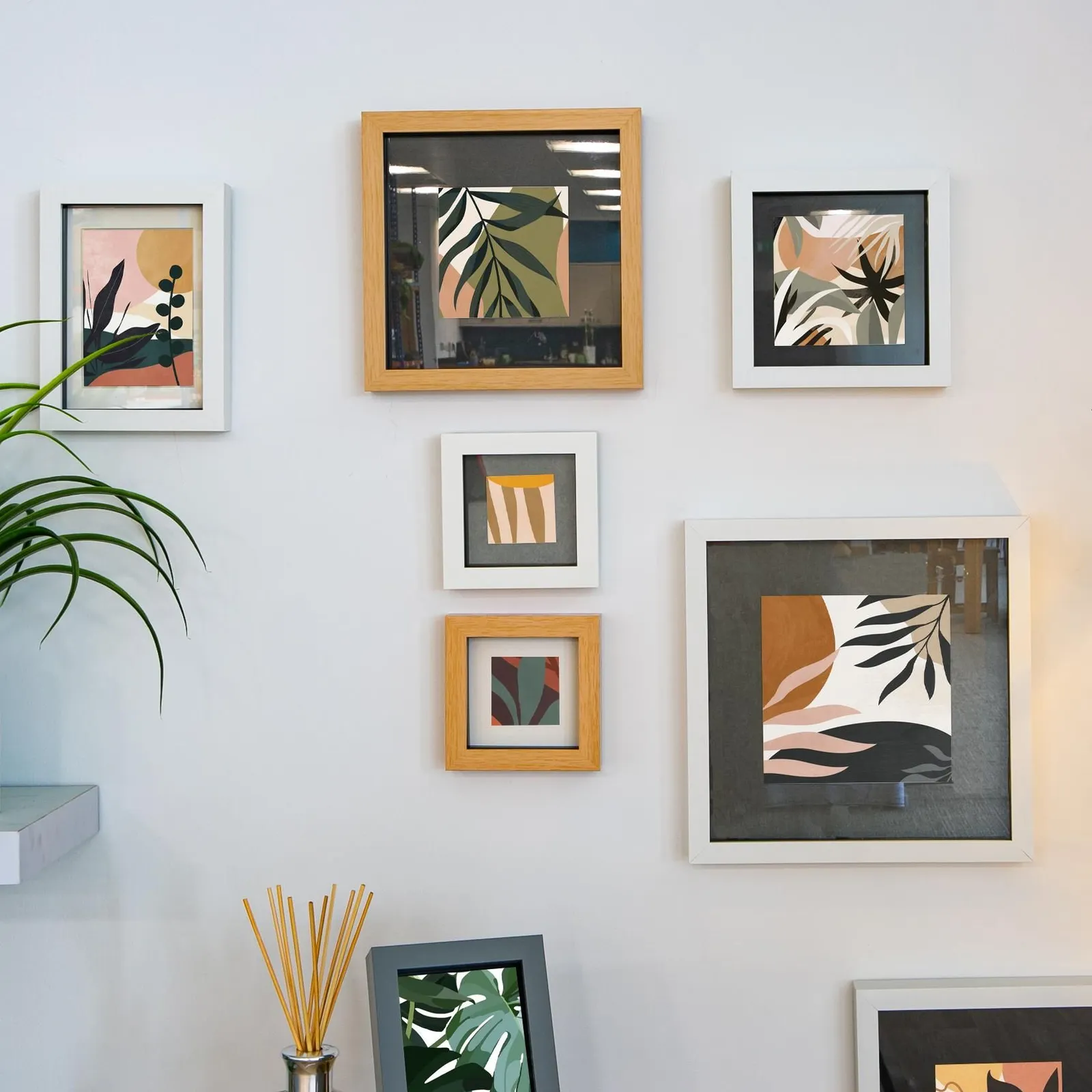 Nicola Spring 3D Box Photo Frames - 6 x 6" with 4 x 4" Mount - White Mount - Pack of 5 in Black 6