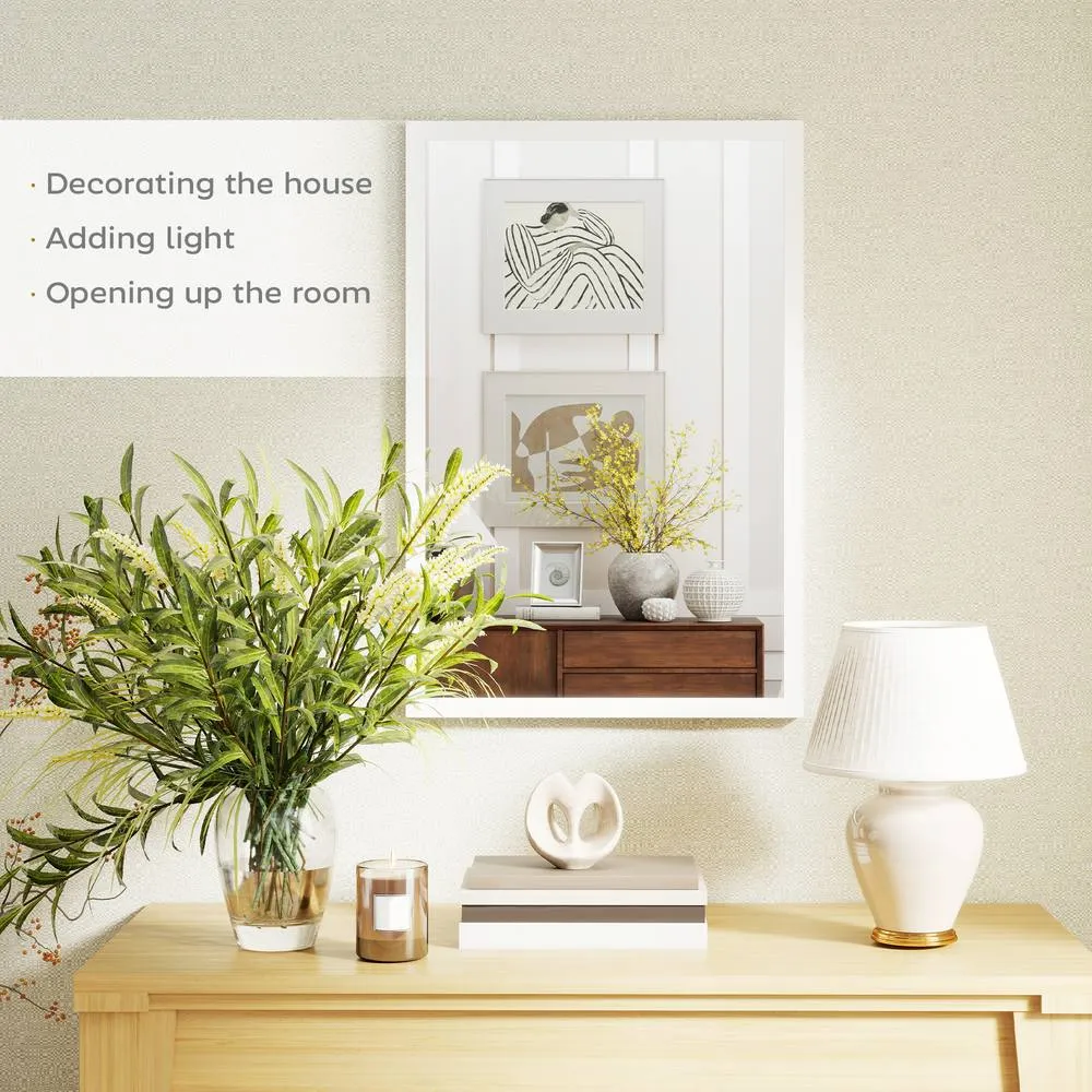 HOMCOM 60x40cm Wall Bathroom Mirror for Home Decor, Vanity Mirror, White 4