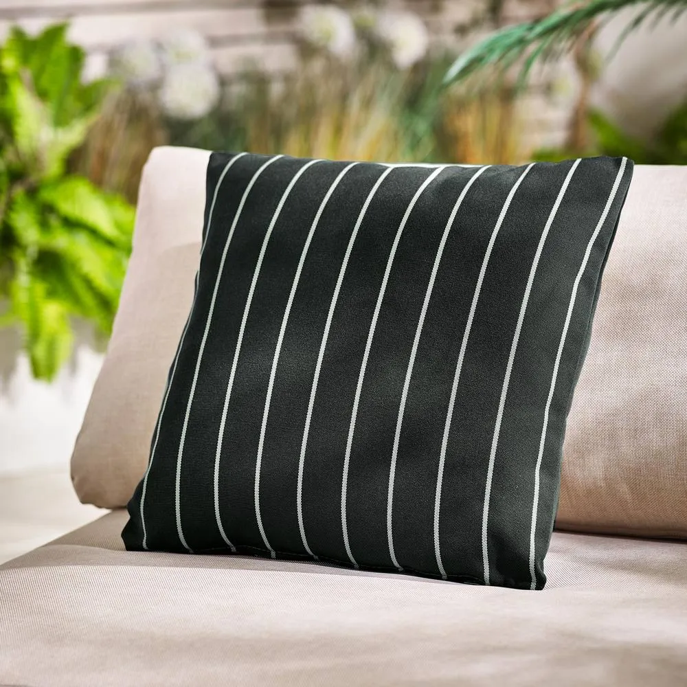 FurnitureboxUK 2x Stripe Outdoor Cushions (pair) in Black