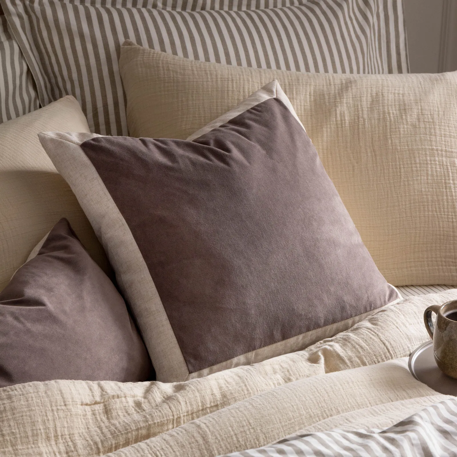 Yard Auden Matte Velvet Cushion in Taupe