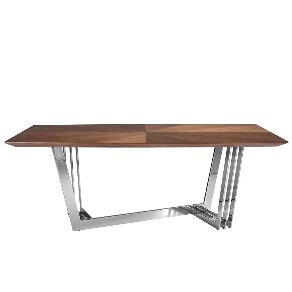 Angel Cerda Oval Walnut Dining Table with Chrome Legs 220x110x77 in Brown 2