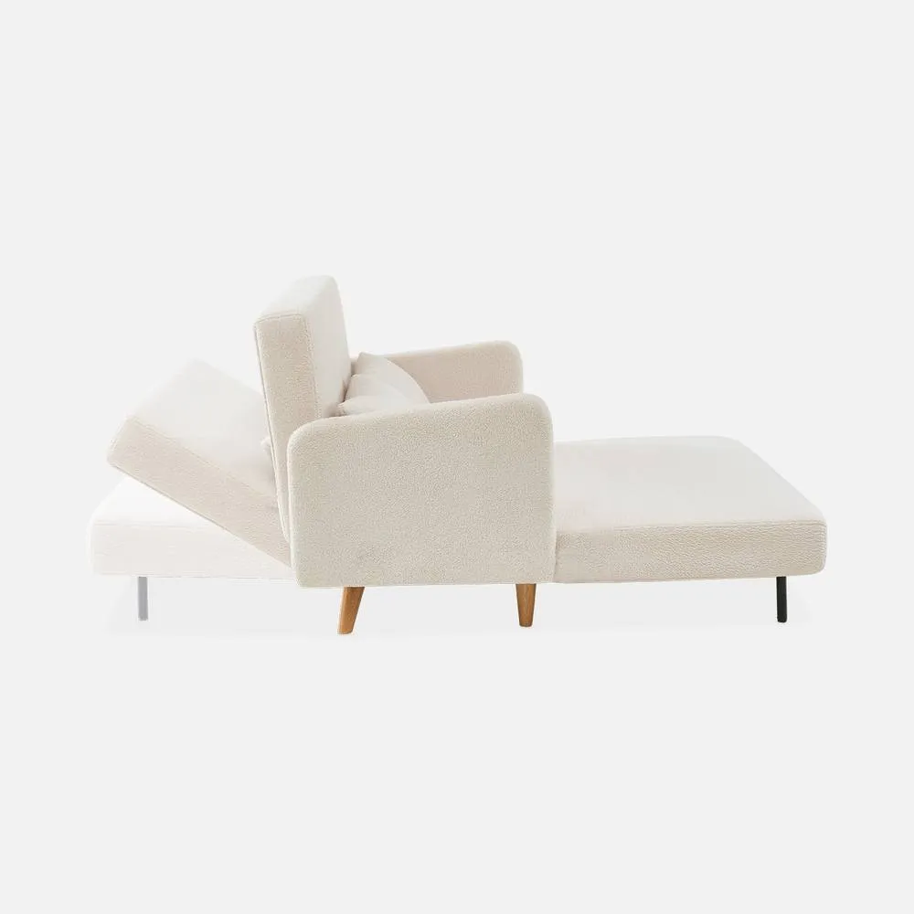sweeek 2-seater Scandinavian Convertible Sofa With Boucle Fabric in Cream 6