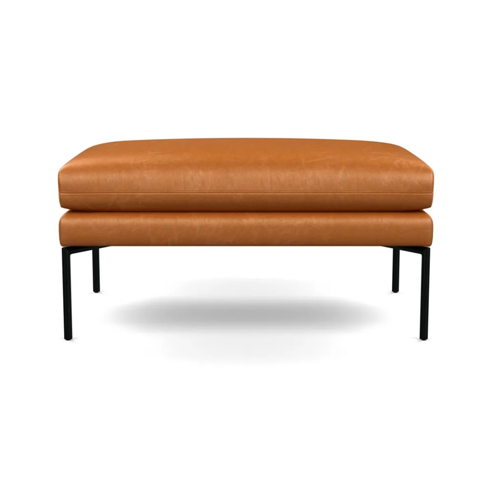 Heal's Matera Large Ottoman Leather Stonewash Toffee 277 Black Feet