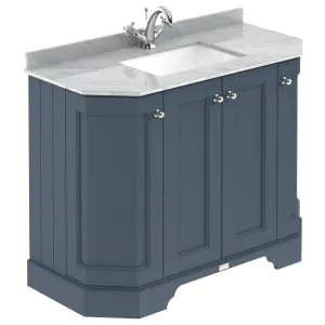 Bayswater Victrion Stiffkey Blue Angled Traditional Freestanding Vanity Unit & Grey Marble Top Basin - 1000mm
