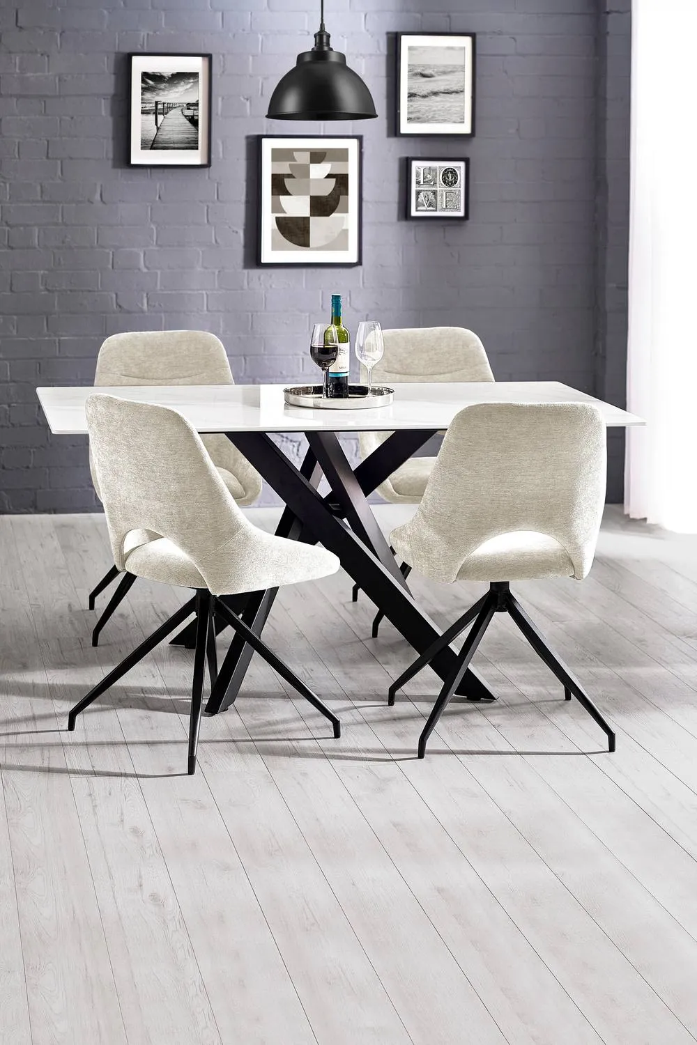 Julian Bowen Bradley Rectangular Ceramic Top 4-6 Seater Dining Table in White 5