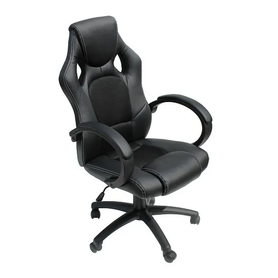 Tropez Home Office Chair In Black Fabric And Faux Leather