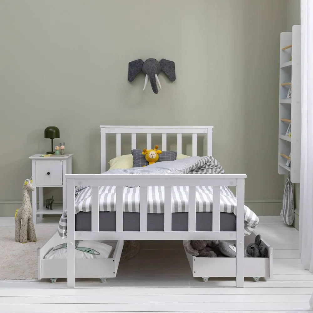 Nöa and Nani Otis Single Bed 3ft Frame with 2 Storage Drawers in White 3