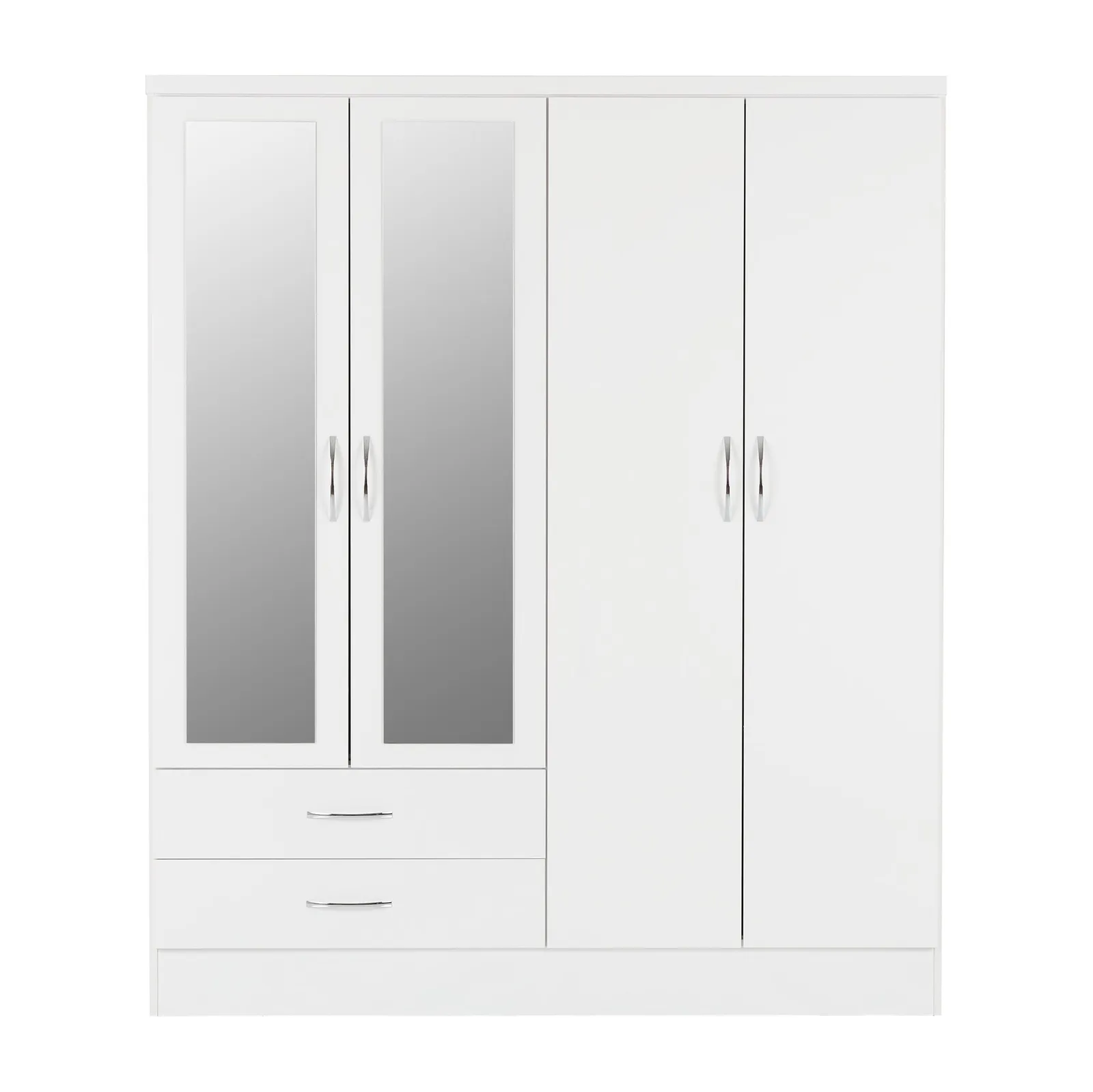 Nevada 4 Door 2 Drawer Wardrobe, Mirrored