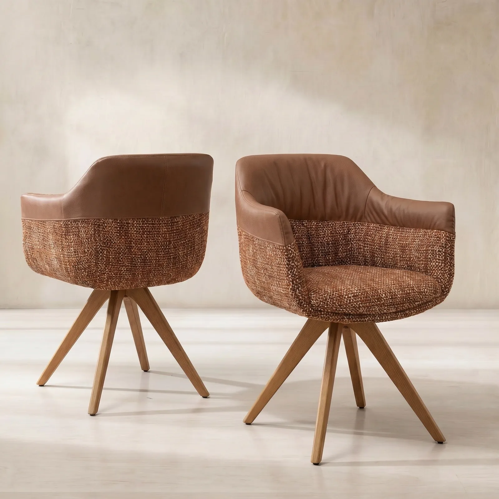 Dixon Swivel Dining Chair High Arm, Brown Fabric | Barker & Stonehouse