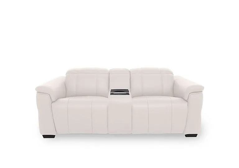 Inca NC Leather 2 Seater Power Recliner Sofa with Power Headrests and Fridge Console - Cotton