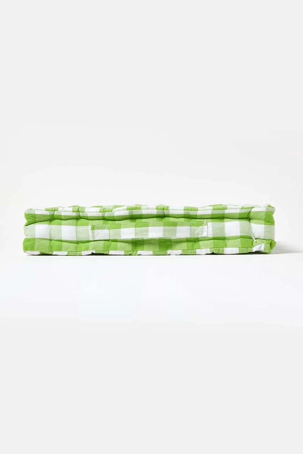 Homescapes Block Check Cotton Gingham Floor Cushion in Green 5