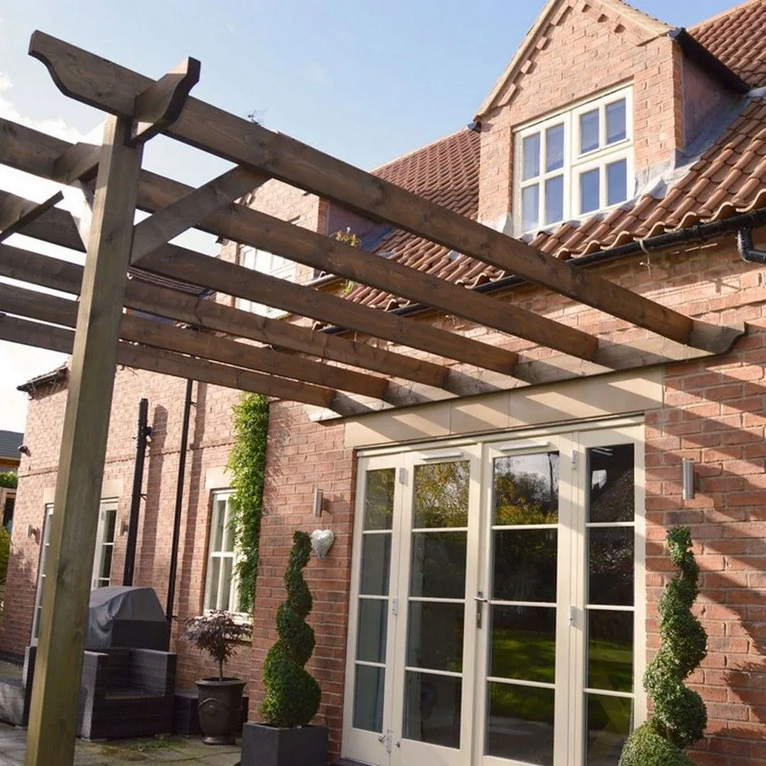 Rutland County Garden Furniture Ltd Wall Mounted Garden Pergola, Wood, L180 x W360 x H270 cm - Light Green in Brown 6
