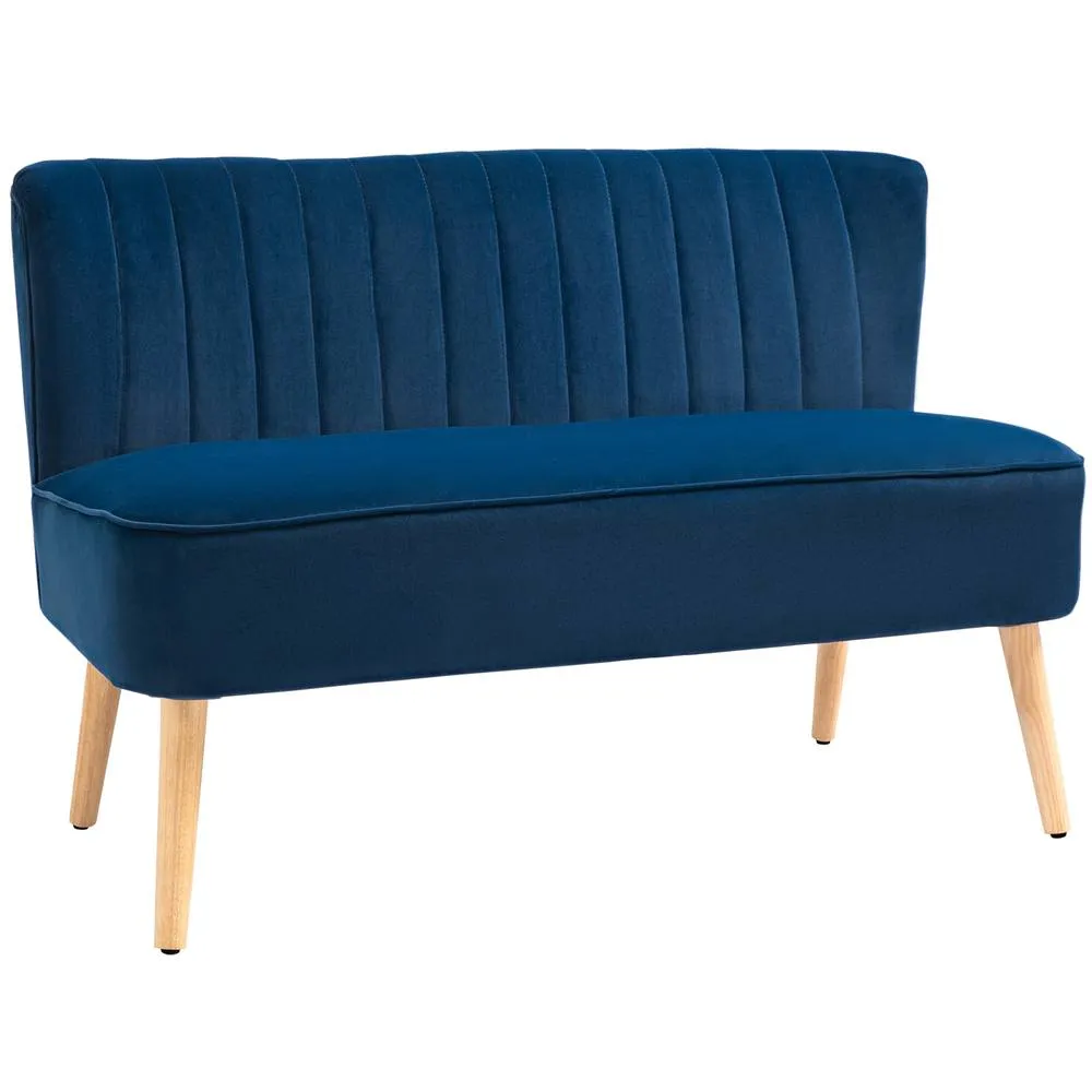 HOMCOM Double Sofa Foam Padding High Back, Dark Blue 2