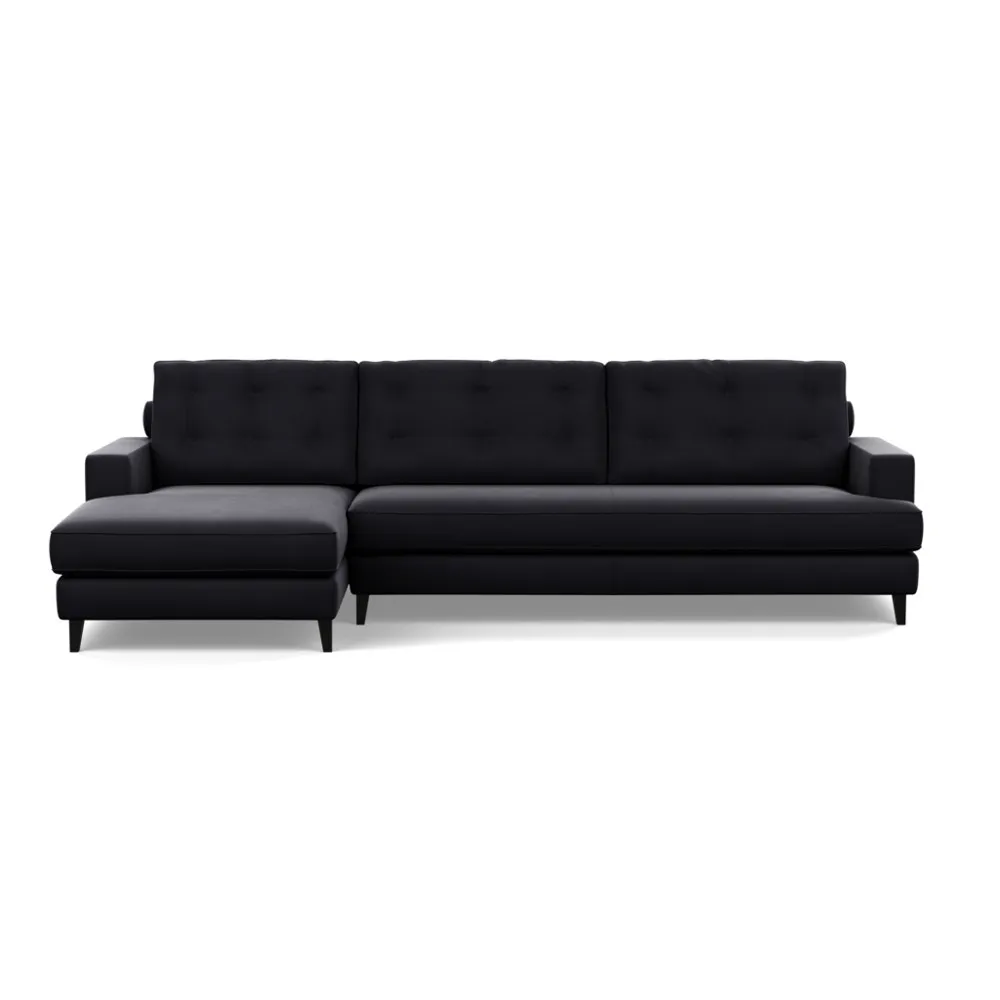 Heal's Mistral Left Hand Facing Corner Sofa Velvet Black Black Feet