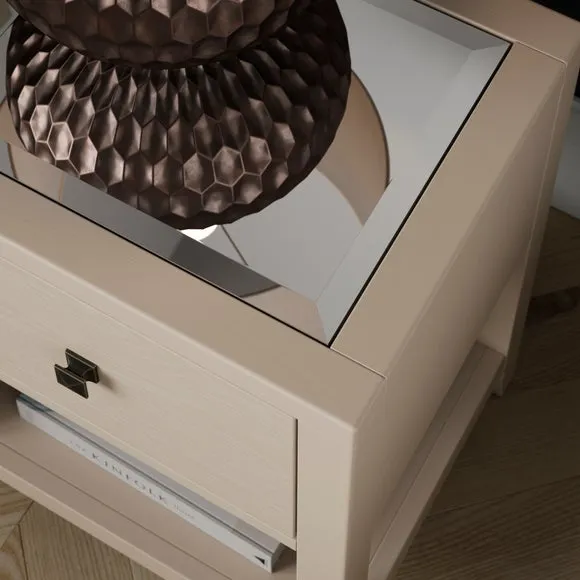 Malone 1 Drawer Slim Bedside Table, Warm Grey 3