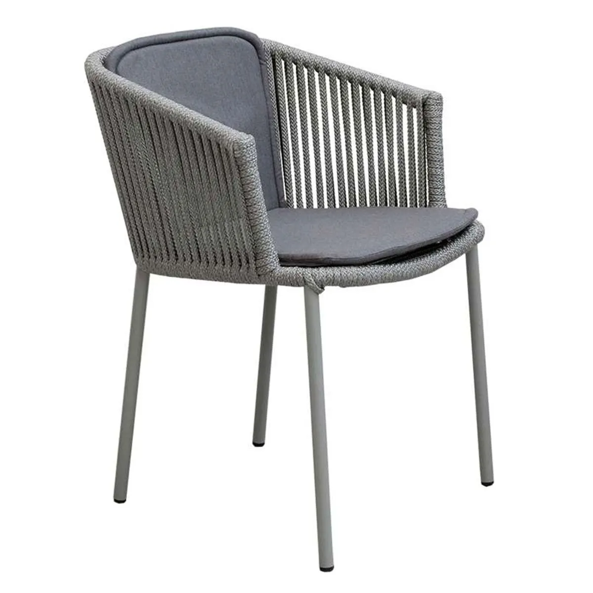 Cane-line Moments Set of 2 Stackable Chairs with Seat and Back Cushions, Grey, Natte