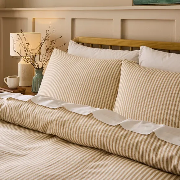 Camille Stripe 100% Brushed Cotton Duvet Cover & Pillowcase Set 4